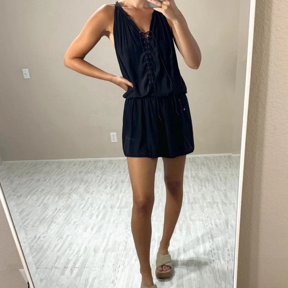Ramy Brook Lace Front Mini Dress Black - Picture 1 of 7